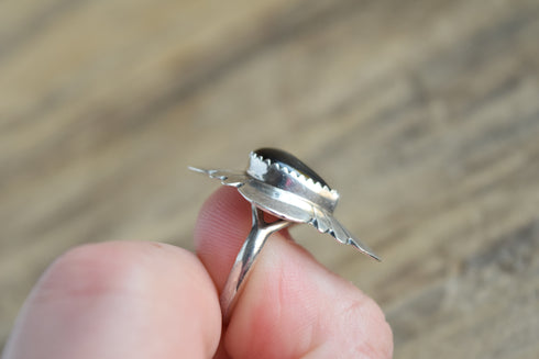 Onyx Teardrop Ring - Size 6.25